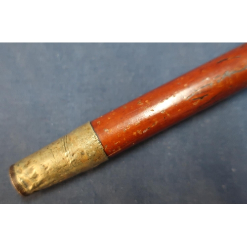 69 - 19th/20th C Malacca regimental walking cane with unmarked white metal top with the West Yorkshire Re... 