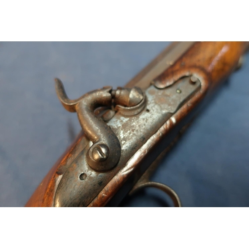 7 - Mid 19th C .65 percussion cap pistol with 5 inch octagonal barrel, possible replacement lock and ham... 