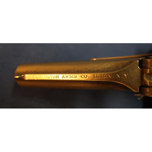 88 - Gold plated Remington .41 rimfire over & under Derringer, the barrel top rib marked Remington Co. Il... 