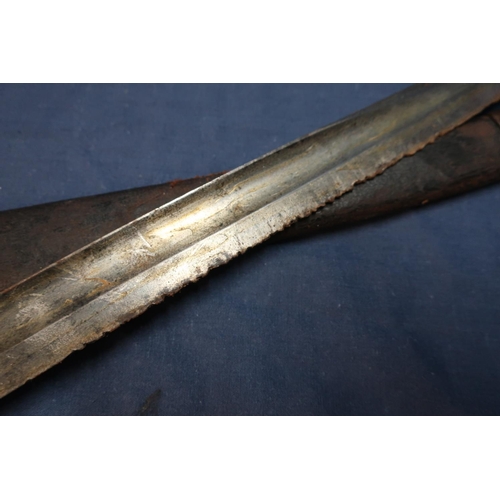 92 - British 1853 pattern bayonet with 23 inch blade (edge nicks) (damage to quillon), complete with leat... 