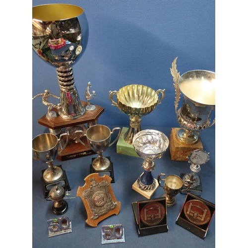 127 - Selection of various military related trophies, trophy cups etc in one box