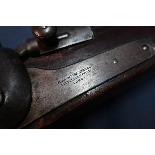 246 - American Joslyn .56 Civil War period carbine with 21 inch barrel with rear adjustable leaf sights an... 