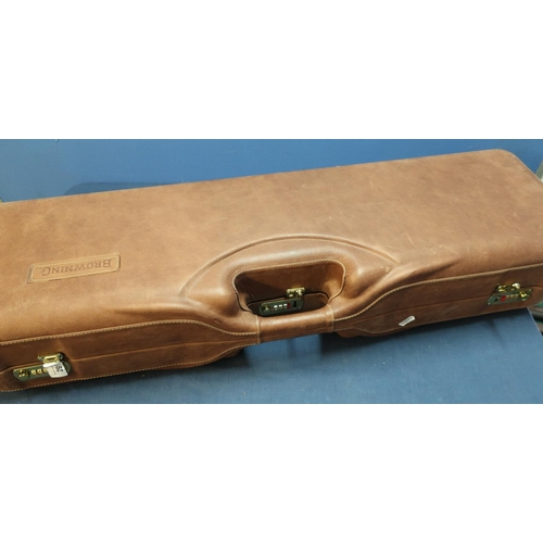 291 - Browning Italian made brown leather double shotgun case with fitted interior and combination locks (... 