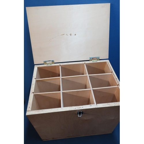 293 - Plywood constructed storage box with internal sections (47cm x 32cm x 41cm)