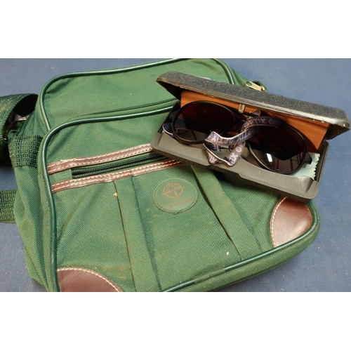 302 - Compas General Shooting Bag and a cased pair of Optix sun/shooting glasses (2)