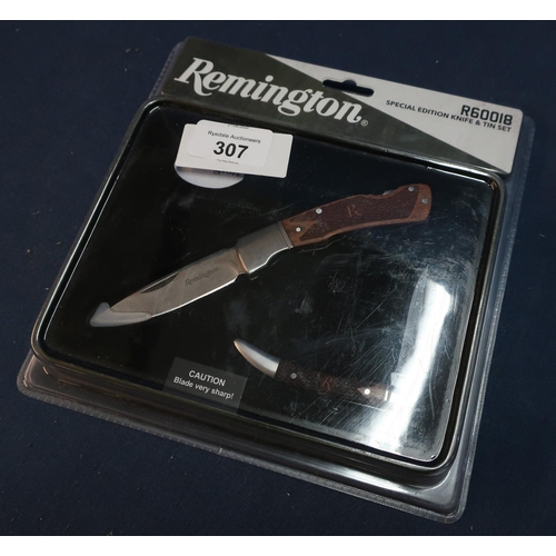 307 - Sealed as new Remington R60018 Special Edition knife and tin set