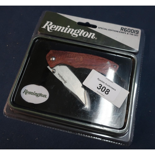 308 - Sealed as new Remington R60019 Special Edition knife and tin set