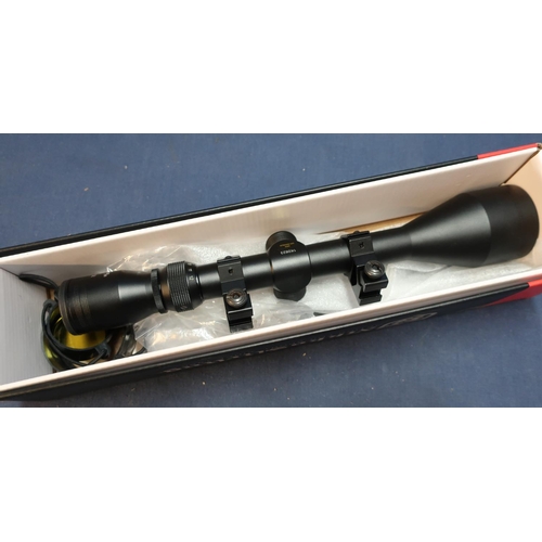 316 - Boxed Nikko Sterling Mount Master 4x12-50 Half Mil Dot 3/8 inch mount scope, complete with mounts, c... 