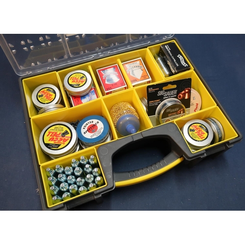 346 - Stanley Professional Deep Organiser Box containing a large quantity of .177 pellets, BBs, CO2 canist... 