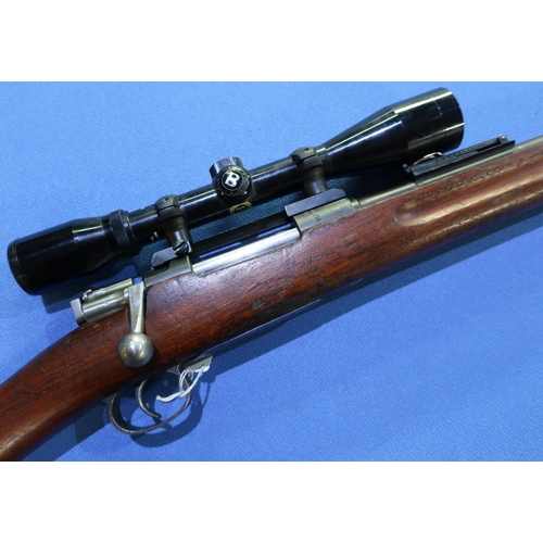 636 - Mauser K96 6.5MM bolt action rifle with fixed fore and adjustable aft sights, mounted with Bushnell ... 