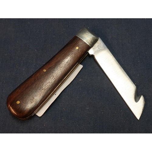 550 - Single bladed gutting type pocket knife with two piece wood grips by A Wright & Son Sheffield