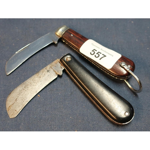 557 - Two vintage pruning type pocket knives, one marked Sheffield