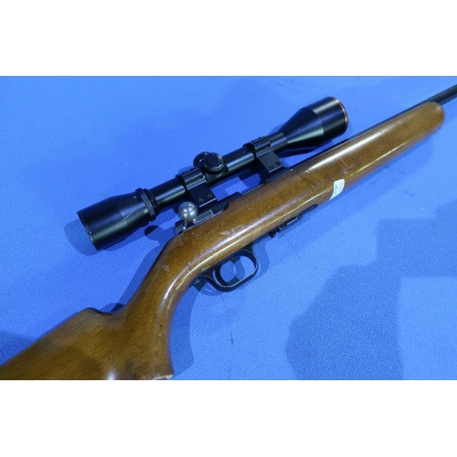 613 - Browning T bolt .22 pull bolt action rifle with 4x45 panorama wide angle scope and five shot magazin... 