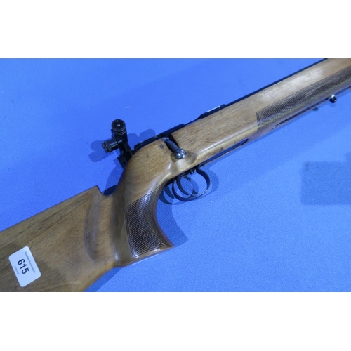 615 - .22 Vostock bolt action target rifle with aperture rear sight and tunnel foresight, serial no. M-107... 