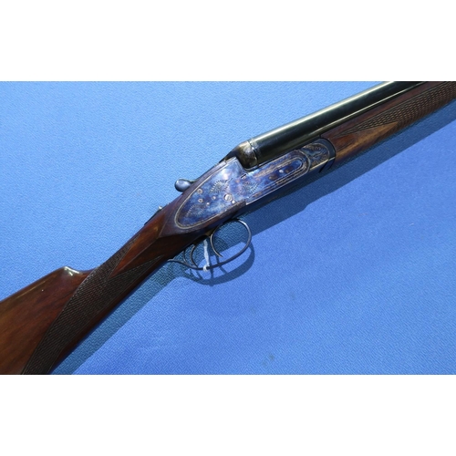 763 - Laurona side-lock side by side shotgun with 28 inch barrels, choke Full & 1/2, with coloured hardene... 