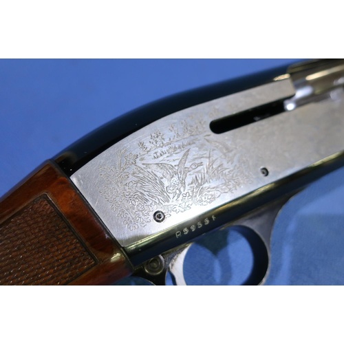 655 - Franchi three shot semi auto 12 bore shotgun with 27 1/4 inch barrel with engraved detail to the loc... 