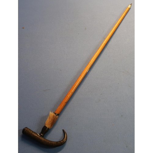 127 - Early 20th C alpine walking cane with goats horn grip, the cane marked KL.Scheidgg (overall length 9... 