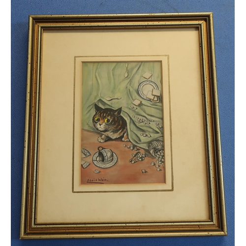 169 - Pair of framed and mounted Louis Wain prints (29cm x 35cm including frame)
