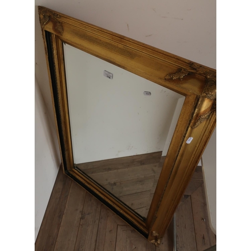 116 - Rectangular gilt framed bevelled edge wall mirror (70cm x 97cm)