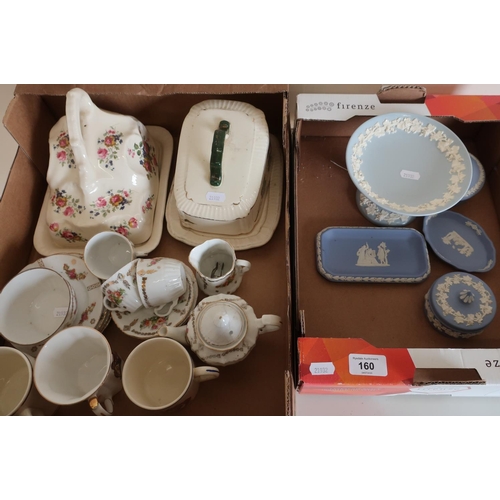 160 - Continental part tea service, ceramic cheese dishes, various Wedgwood blue and white jasperware incl... 