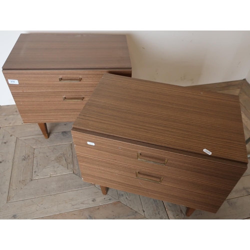 270 - c.1970's retro bedside cabinets with single drawer above fall front and square tapering supports (34... 