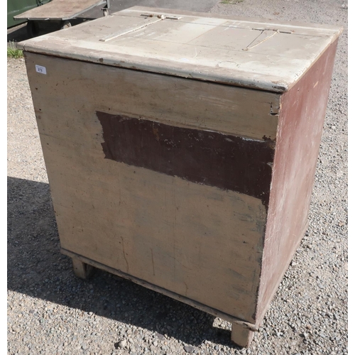 272 - Victorian painted pine feed/flower bin with hinged rectangular top on square supports (80cm x 60cm x... 