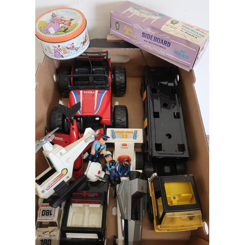 54 - Selection of Tonka and other toy vehicles, a boxed Little Hostess sideboard with accessories by Mark... 