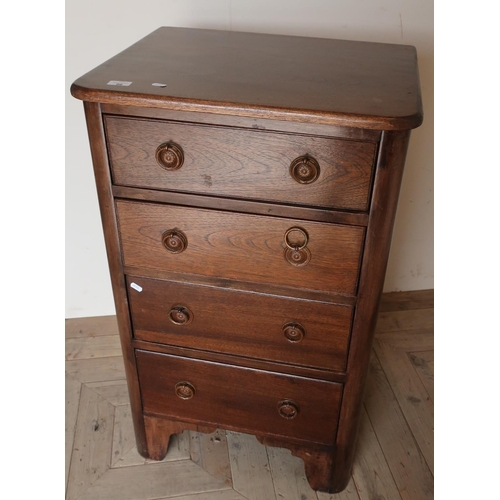 96 - Oak chest of four drawers (58cm x 48cm x 96cm)