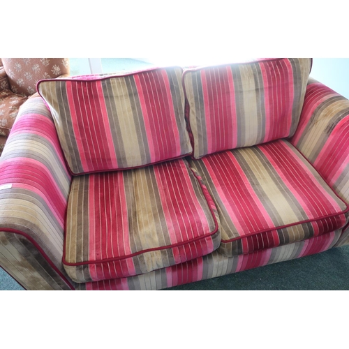 374 - Large modern two seat sofa in striped fabric (width 180cm)