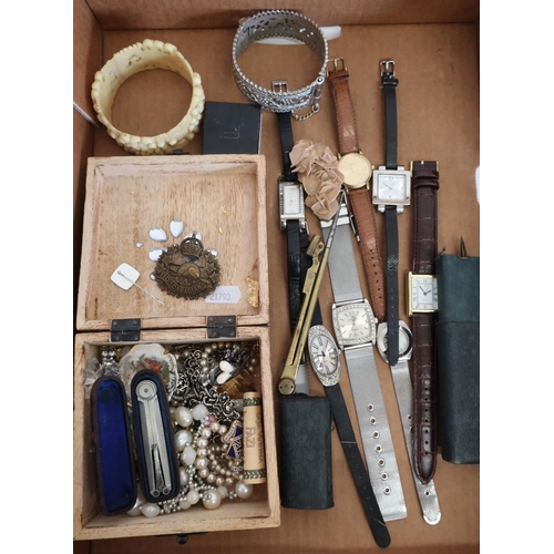 18 - Selection of various ladies and gents wristwatches, costume jewellery, bracelets, 10th Canadians WWI... 