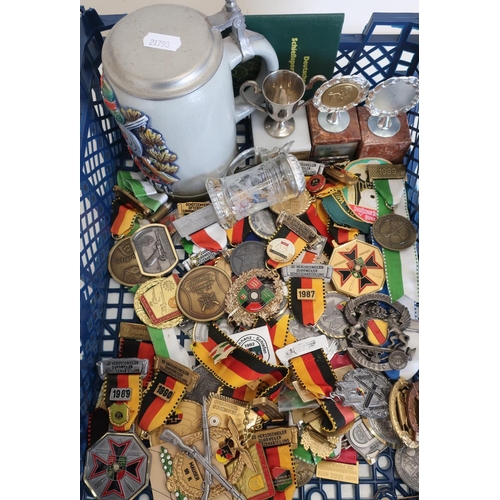 21 - Collection of German related shooting medals, trophies and tankards comprising of a large quantity o... 
