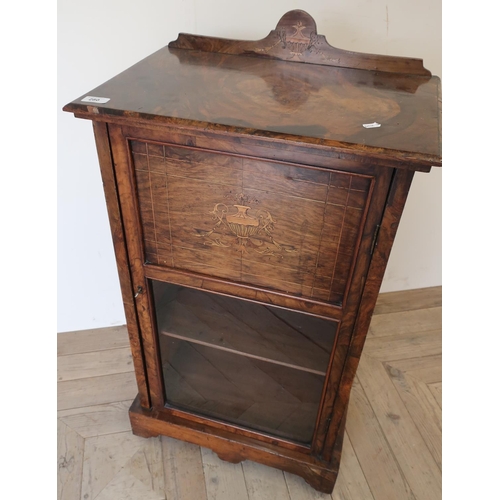 280 - Victorian rosewood cabinet enclosed by single glazed and paneled cupboard door (54cm x 36cm x 100cm)