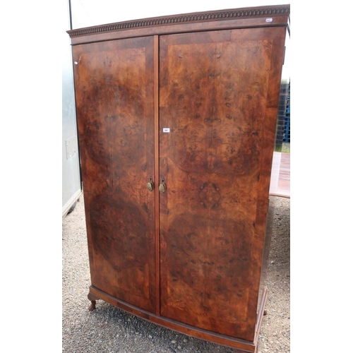 284 - Walnut double door combination wardrobe with part fitted interior (120cm x 60cm x 195cm)