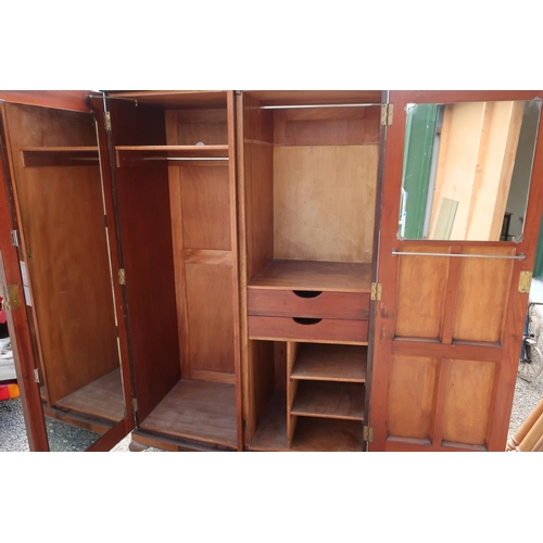 284 - Walnut double door combination wardrobe with part fitted interior (120cm x 60cm x 195cm)