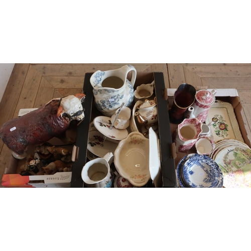 46 - Mason's vista jug, various other decorative ceramics including large Hereford bull, jugs, ornaments ... 