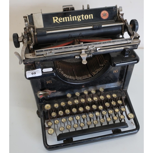 69 - Remington No. 16 typewriter, made in the USA, rebuilt by British Labour at the Remington Typewriter ... 