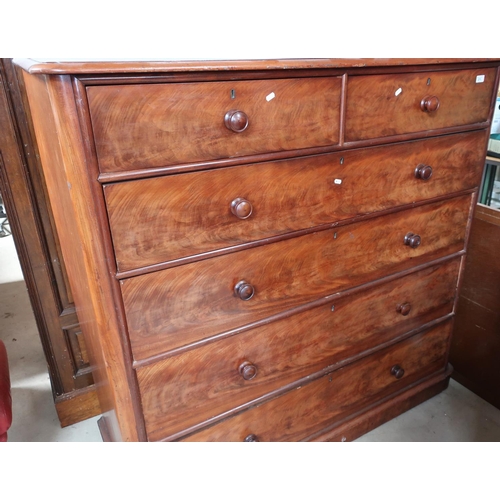 271 - Large Victorian mahogany chest of two short above four long drawers (149cm x 58cm x 147cm)