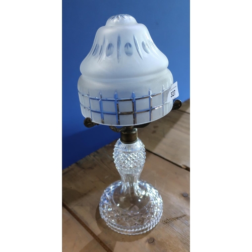 327 - Cut glass table lamp with frosted glass shade (height 35cm)