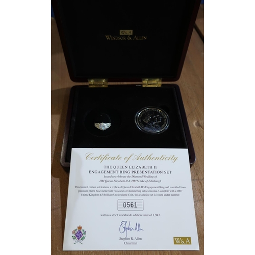 368 - Boxed Queen Elizabeth II engagement ring presentation set, limited edition no. 561/1947 by Windsor &... 