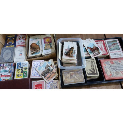 370 - Large collection of various assorted playing cards, card games, picture cards etc and games includin... 