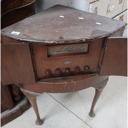 399 - Mahogany cased corner fitting Marconi radiogram