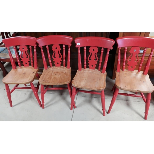 402 - Set of four painted beech country kitchen style chairs