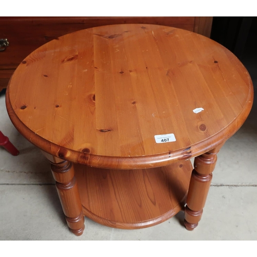 407 - Modern pine two tier circular occasional table