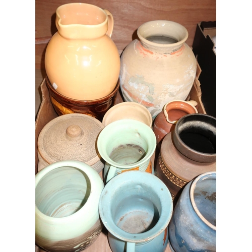 417 - Quantity of various studioware ceramics, vases, jugs, etc in one box