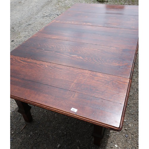 285 - 19th/20th C oak rectangular dining table on square fluted supports (224cm x 119cm)