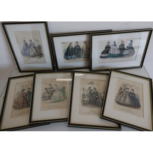 11 - Group of framed and mounted fashion prints from The English Woman's Domestic Magazine (7)