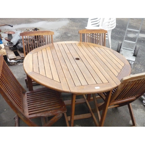 2 - Wooden four seater garden table with four chairs