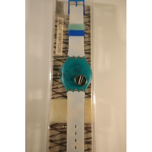 136 - Yellow Submarine swatch watch, Scuba 200 with outer inflatable case (missing outer box)
