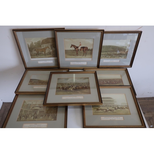 28 - Eight framed & mounted prints relating to Epson and other horse racing, including The Start Of The M... 