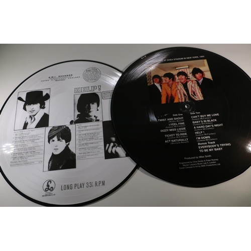 54 - The Beatles Vinyl LP record picture discs -  Help (Shell Promo disc) and Live at Shea Stadium 1965 (... 